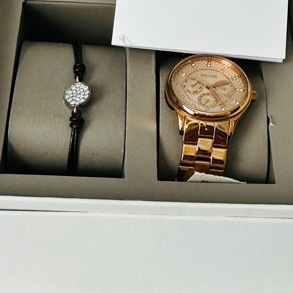 Fossil Gold-Tone Watch and Bracelet Set - Picture 2 of 10